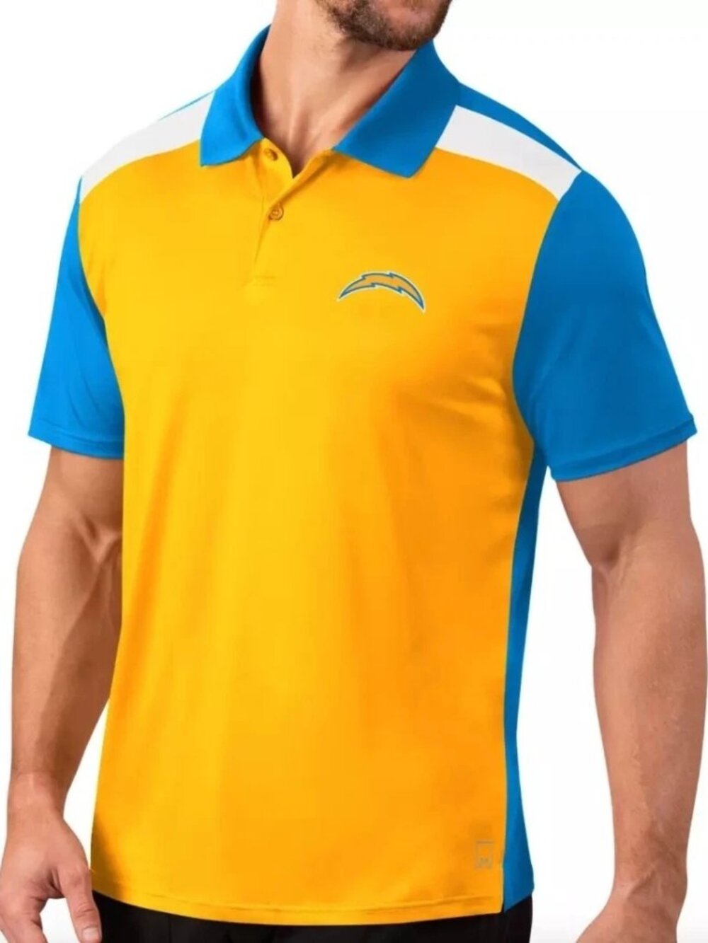 MSX by Michael Strahan Los Angeles Chargers Color Block Polo Shirt Mens NWT Sz M